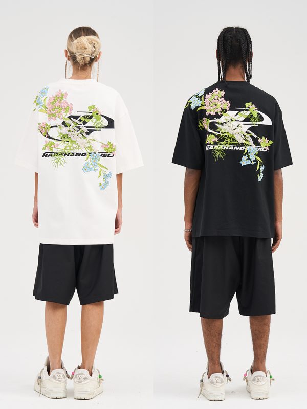 Floral Chinese Embroidery Short Sleeve T-Shirt - Street Style Couple Tee, Y2K National Trend Fashion, Korean Inspired