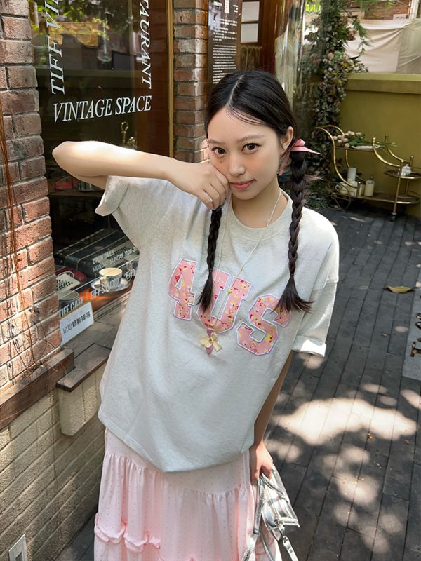 Floral Embroidered Patchwork Loose T-Shirt for Couples - Spring Summer National Trend Short Sleeve Tee