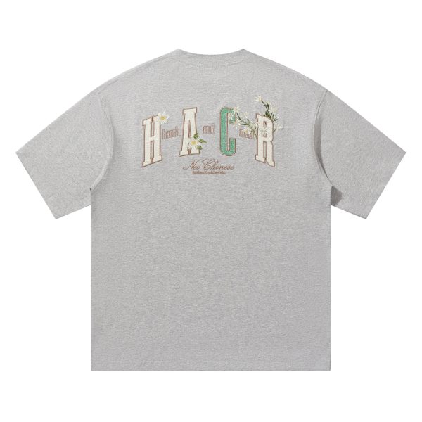 Floral Embroidery Patch Couple Loose Short Sleeve T-Shirt - 2025 Summer Style, Y2K Inspired Fashion for Trendy Looks