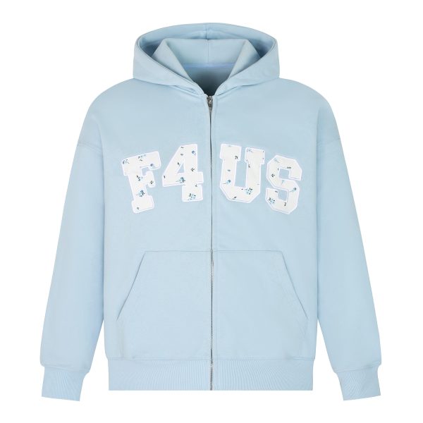 Floral Embroidery Zipper Hoodie Jacket for Couples - Loose Fit Autumn and Winter National Trend Outerwear