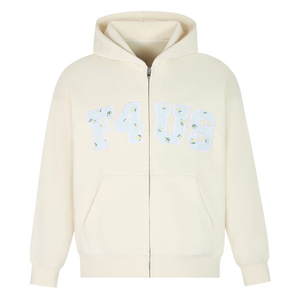 Floral Embroidery Zipper Hoodie Jacket for Couples - Loose Fit Autumn and Winter National Trend Outerwear
