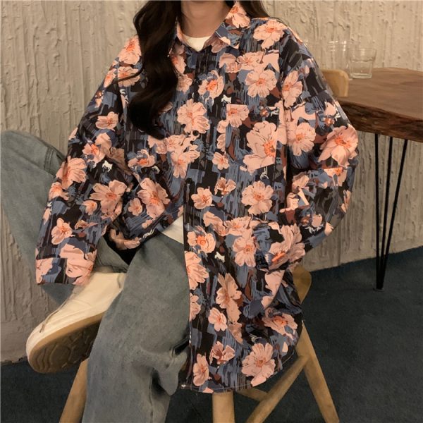 Floral Long Sleeve Beach Shirt for Women - Vintage Hawaiian Style Loose Top for Spring 2025 - Trendy Casual Wear
