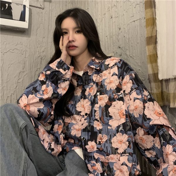 Floral Long Sleeve Beach Shirt for Women - Vintage Hawaiian Style Loose Top for Spring 2025 - Trendy Casual Wear