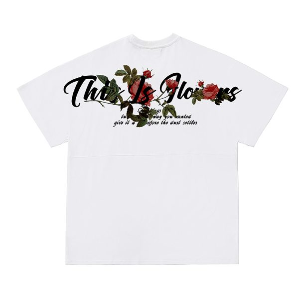 Floral Oversized Short Sleeve T-Shirt for Men - Trendy Loose Batwing Top for Summer, American High Street Style