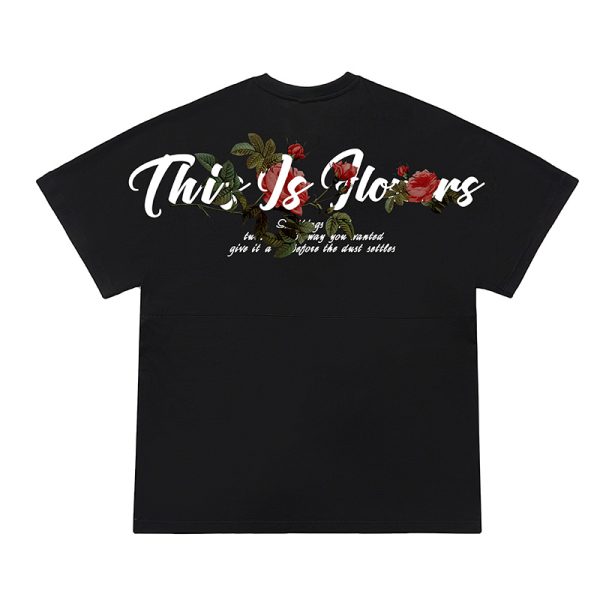 Floral Oversized Short Sleeve T-Shirt for Men - Trendy Loose Batwing Top for Summer, American High Street Style