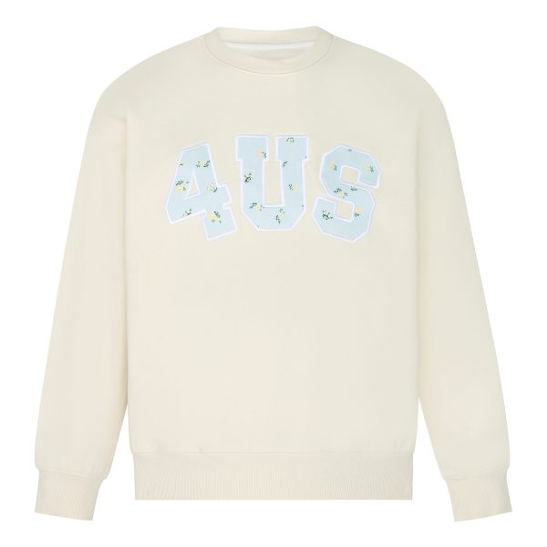 Floral Patch Embroidery Pullover Sweatshirt for Couples - Loose Fit Round Neck, Spring Autumn Style, National Trend Fashion