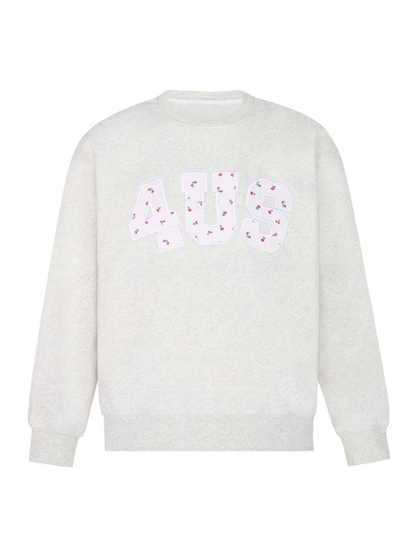 Floral Patch Embroidery Pullover Sweatshirt for Couples - Loose Fit Round Neck, Spring Autumn Style, National Trend Fashion