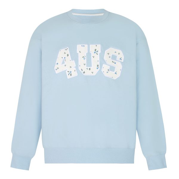 Floral Patch Embroidery Pullover Sweatshirt for Couples - Loose Fit Round Neck, Spring Autumn Style, National Trend Fashion