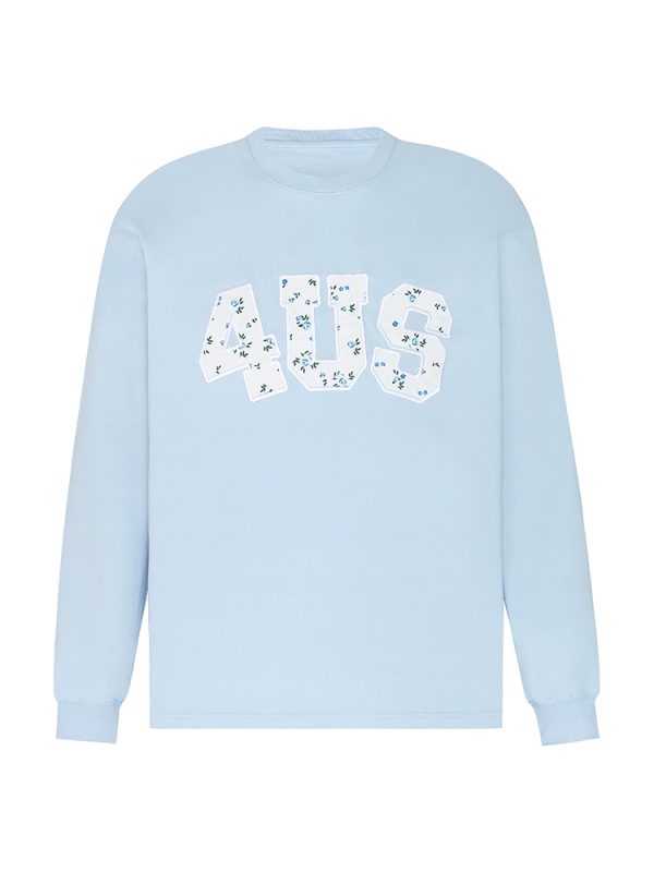 Floral Patchwork Embroidery Long Sleeve T-Shirt for Couples, National Trend, Loose Fit, Spring and Autumn Style