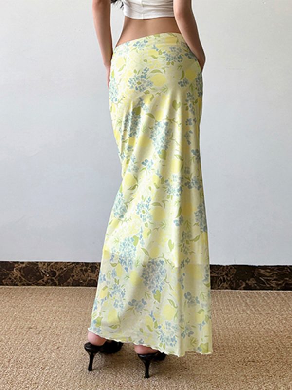 Floral Print Low Waist Straight Tube Skirt - Summer Fresh Atmosphere, Trendy Y2K Style, Perfect for Casual Outings