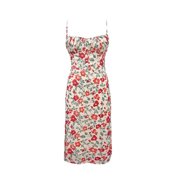 Floral Print Spaghetti Strap Dress, Slim Fit, Flattering French Style, Perfect for Summer, 90s Inspired Fashion