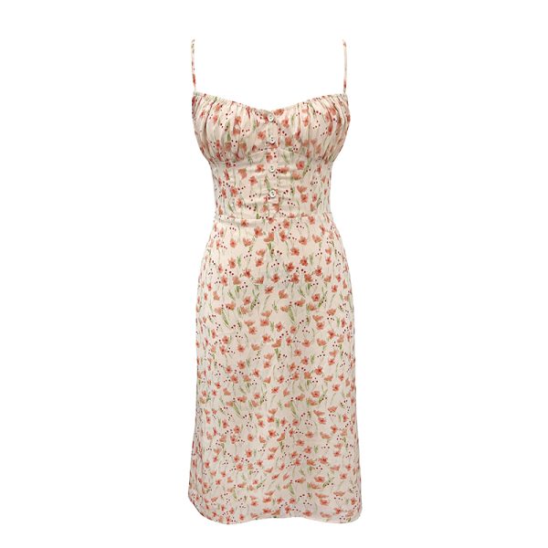 Floral Print Spaghetti Strap Dress, Slim Fit, Flattering French Style, Perfect for Summer, 90s Inspired Fashion