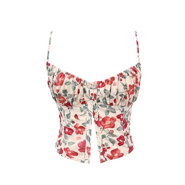 Floral Print Spaghetti Strap Dress, Slim Fit, Flattering French Style, Perfect for Summer, 90s Inspired Fashion