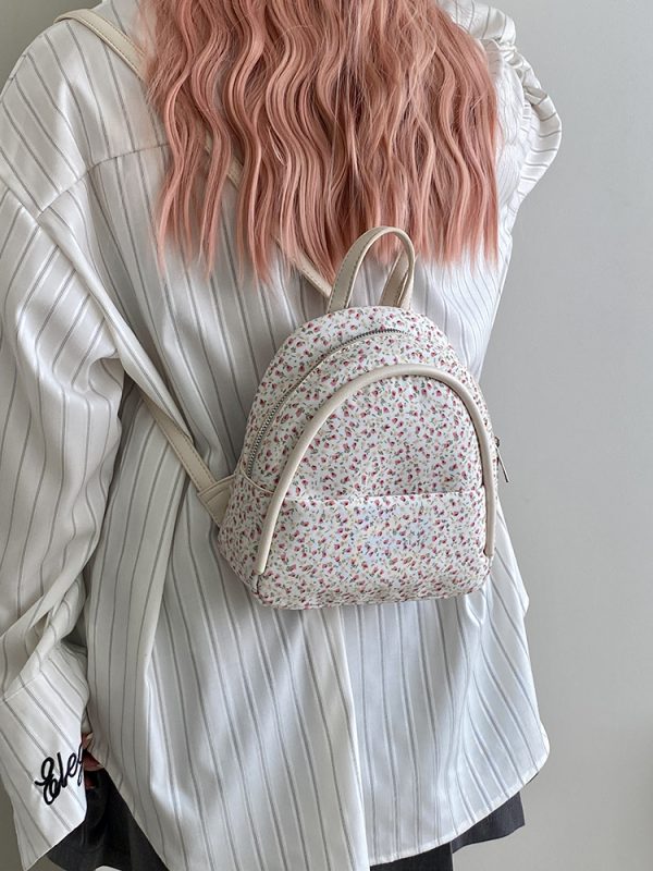 Floral Small Backpack for Women - Lightweight Spring/Summer Design, Perfect for Girls and Students, Trendy Niche Style