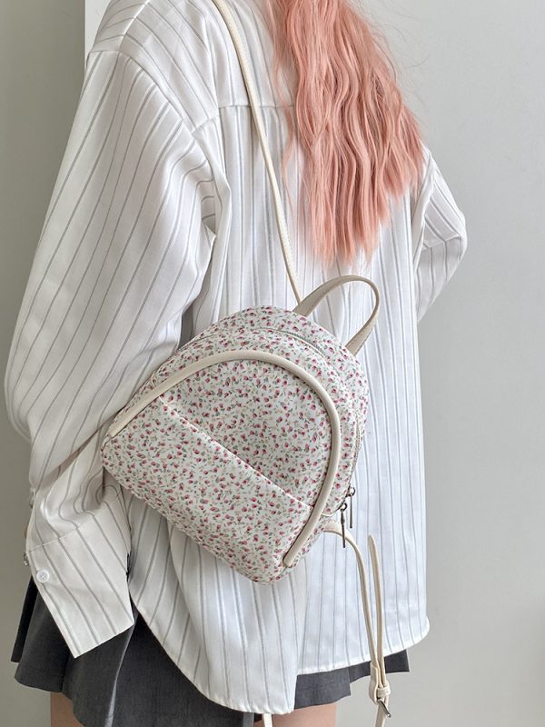 Floral Small Backpack for Women - Lightweight Spring/Summer Design, Perfect for Girls and Students, Trendy Niche Style