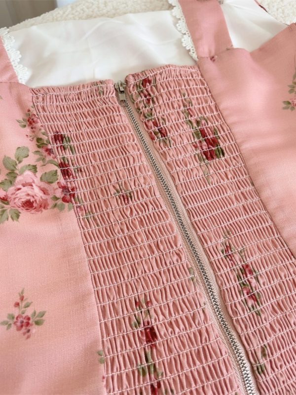 Floral Square Neck Wide Strap Camisole Top - Vintage French Style Vacation Wear for Women