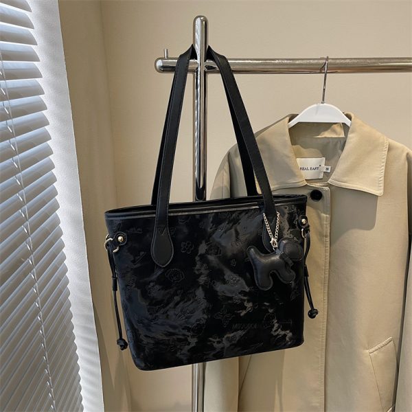 French Retro Matte Color-Blocking Tote Bag for Women - 2025 High-End Commuting Handbag, Embossed Shoulder Bag