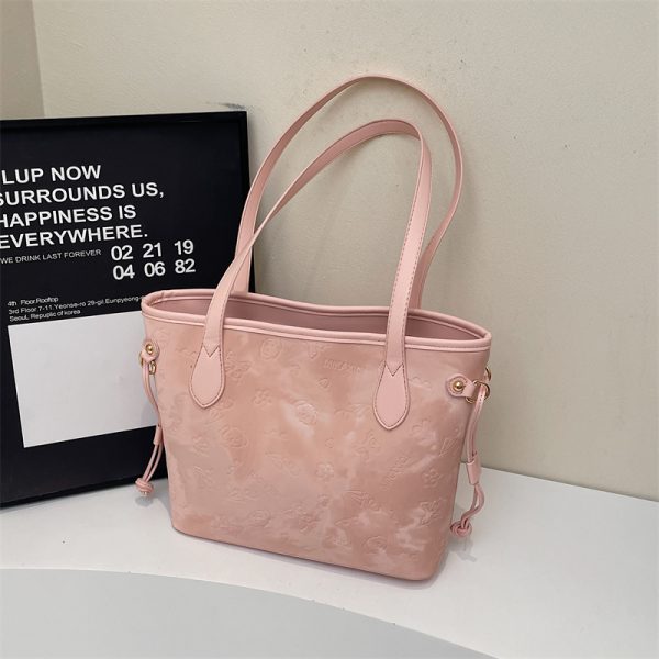 French Retro Matte Color-Blocking Tote Bag for Women - 2025 High-End Commuting Handbag, Embossed Shoulder Bag