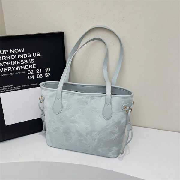 French Retro Matte Color-Blocking Tote Bag for Women - 2025 High-End Commuting Handbag, Embossed Shoulder Bag