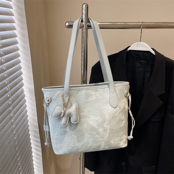 French Retro Matte Color-Blocking Tote Bag for Women - 2025 High-End Commuting Handbag, Embossed Shoulder Bag