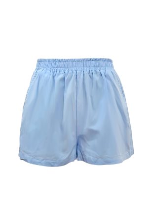 French Style Blue Cotton Shirt Set for Women - Loose Sun Protection Cardigan & A-Line High-Waisted Shorts, Perfect for Summer Outings
