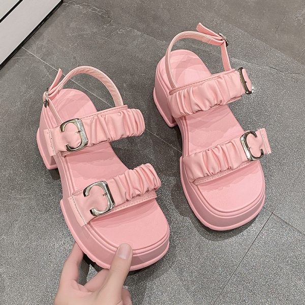 French-Style High-Soled Roman Sandals for Women - Summer Fairy Fashion Beach Shoes, Perfect with Skirts, 2025 Collection