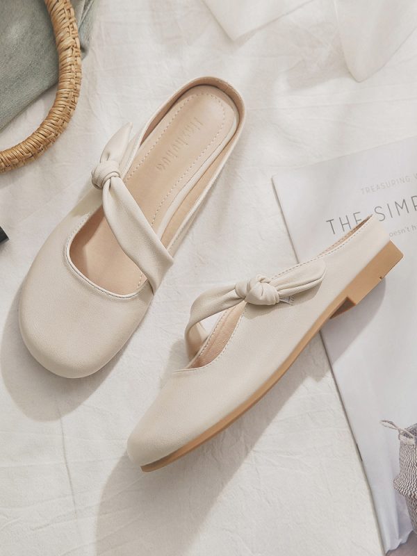 French Style Sheepskin Slip-On Open-Toe Half Slippers for Women â€“ Summer Outdoor Footwear, Trendy 2025 Design