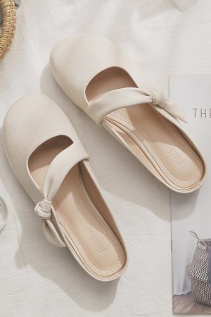 French Style Sheepskin Slip-On Open-Toe Half Slippers for Women â€“ Summer Outdoor Footwear, Trendy 2025 Design