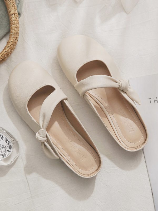French Style Sheepskin Slip-On Open-Toe Half Slippers for Women â€“ Summer Outdoor Footwear, Trendy 2025 Design