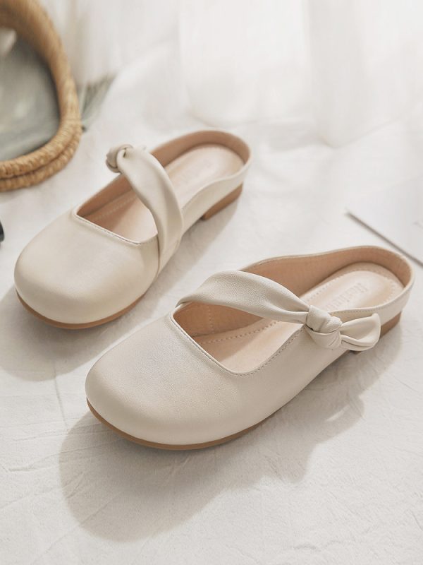 French Style Sheepskin Slip-On Open-Toe Half Slippers for Women â€“ Summer Outdoor Footwear, Trendy 2025 Design