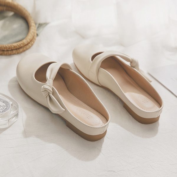 French Style Sheepskin Slip-On Open-Toe Half Slippers for Women â€“ Summer Outdoor Footwear, Trendy 2025 Design