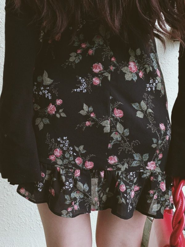 French Vintage Floral Ruffled High-Waisted A-Line Mini Skirt for Spring/Summer 2025 - Chic 90s Inspired Fashion