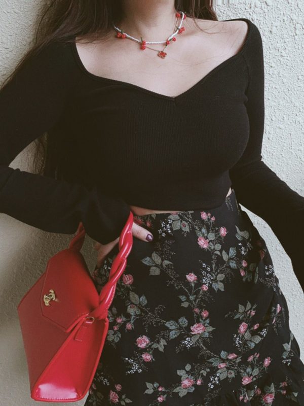 French Vintage Floral Ruffled High-Waisted A-Line Mini Skirt for Spring/Summer 2025 - Chic 90s Inspired Fashion