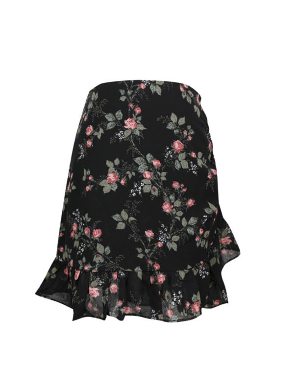 French Vintage Floral Ruffled High-Waisted A-Line Mini Skirt for Spring/Summer 2025 - Chic 90s Inspired Fashion