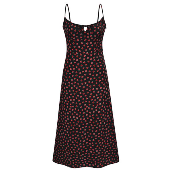 French Vintage Floral Slip Dress - Sexy Slim Fit Long Skirt for Beach & Casual Wear - Y2K Style