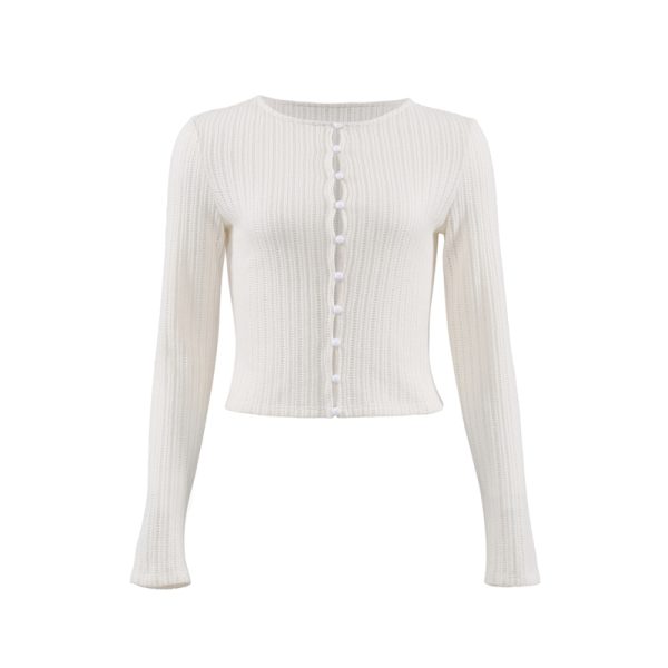French Vintage Red Hollow Knit Cardigan for Women - Slim Fit, Flattering Round Neck, Long Sleeve - Stylish 90s Inspired Top