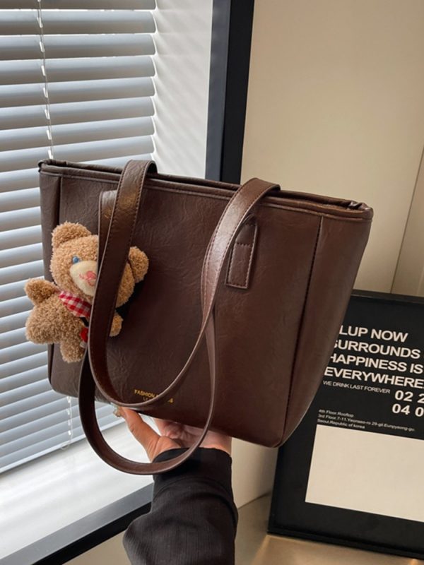French Vintage Tote Bag for Women, Autumn 2025 Large Capacity Handheld Shoulder Bag, Chic Student Commuter Style