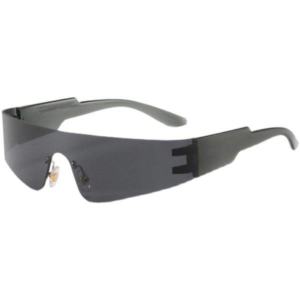 Futuristic Cyberpunk Frameless One-Piece Sunglasses for Trendy Boys and Girls - Ideal for Street Photography and Riding.