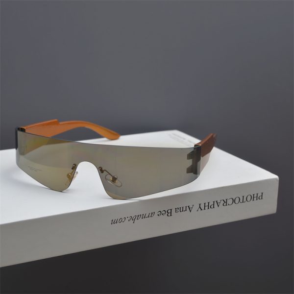 Futuristic Cyberpunk Frameless One-Piece Sunglasses for Trendy Boys and Girls - Ideal for Street Photography and Riding.
