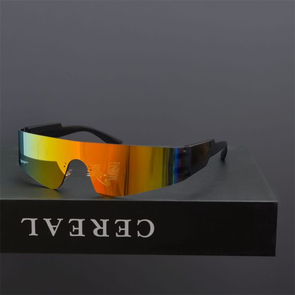 Futuristic Cyberpunk Frameless One-Piece Sunglasses for Trendy Boys and Girls - Ideal for Street Photography and Riding.