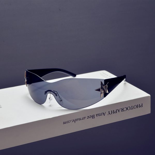 Futuristic Frameless One-Piece Wind Sunglasses for Men and Women, Trendy for Cycling, Hip-Hop, and Partying