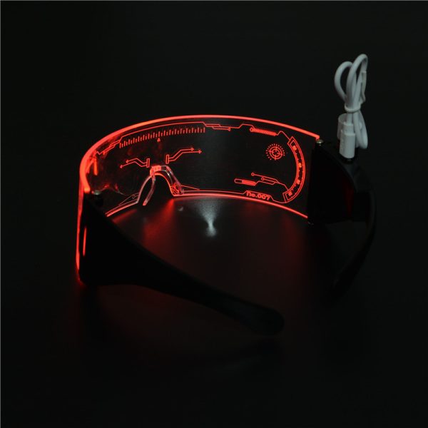 Futuristic LED Glowing Sunglasses - Rechargeable Cyberpunk Party Glasses for Trendy Bar Style