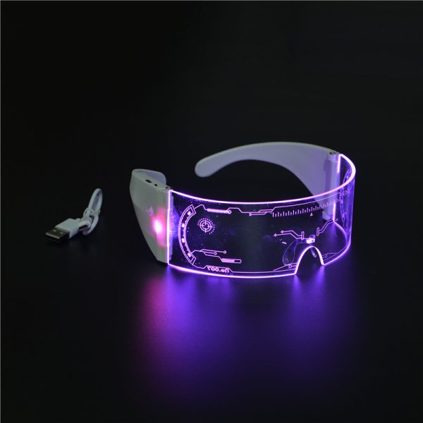 Futuristic LED Glowing Sunglasses - Rechargeable Cyberpunk Party Glasses for Trendy Bar Style