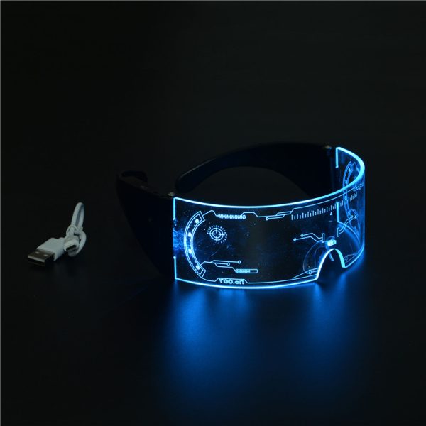 Futuristic LED Glowing Sunglasses - Rechargeable Cyberpunk Party Glasses for Trendy Bar Style