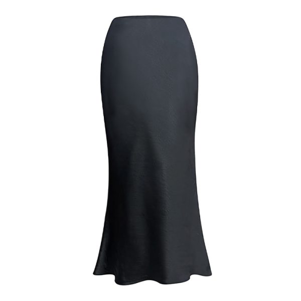 Glossy Satin Midi Skirt - French-Style High-Waisted Bodycon Mermaid Skirt for Elegant Y2K Fashion