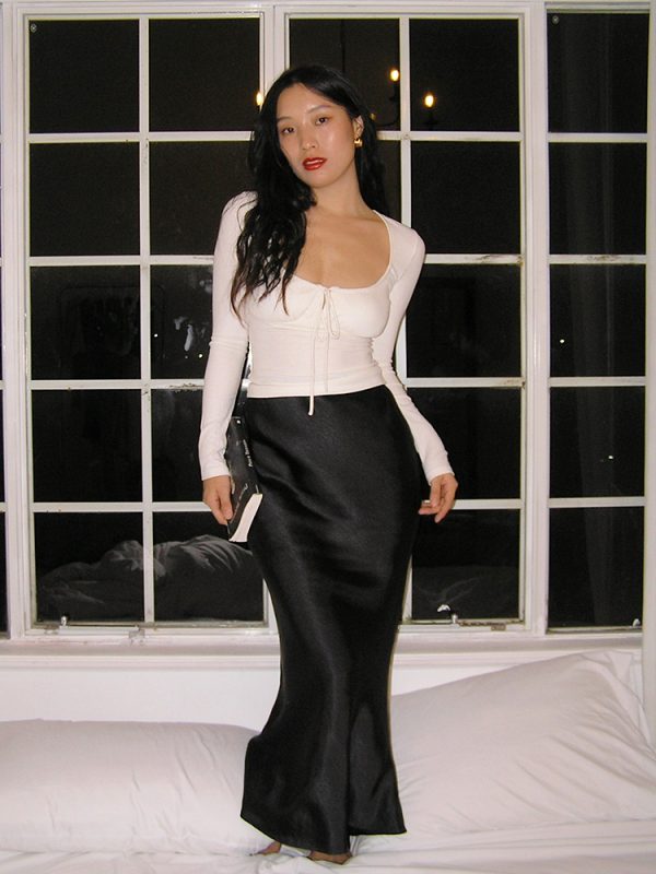 Glossy Satin Midi Skirt - French-Style High-Waisted Bodycon Mermaid Skirt for Elegant Y2K Fashion