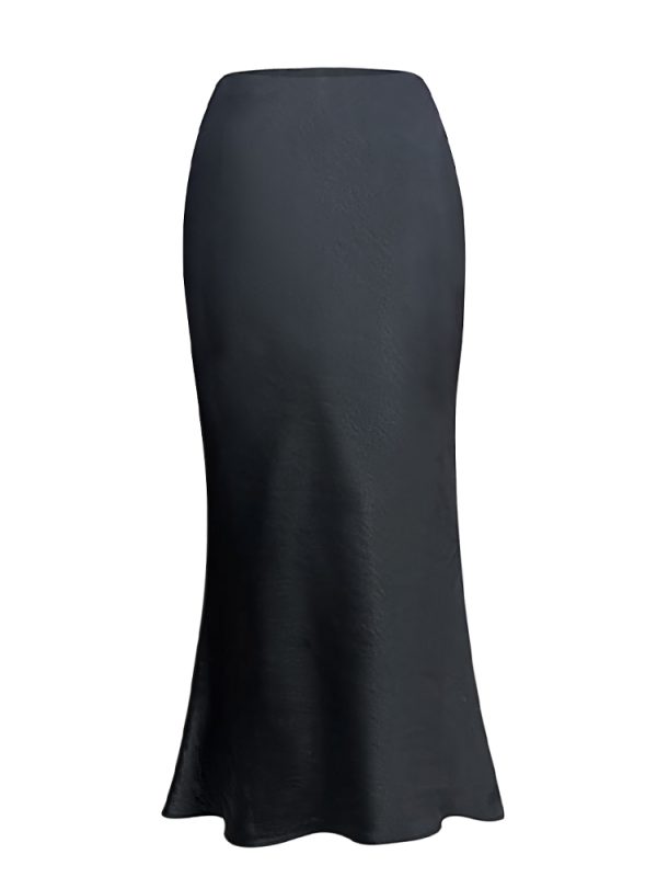 Glossy Satin Midi Skirt - French-Style High-Waisted Bodycon Mermaid Skirt for Elegant Y2K Fashion