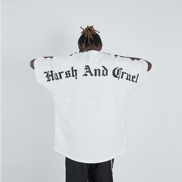 Gothic Large Back Print Logo Loose Fit Pure Cotton Short Sleeve T-Shirt - Y2K Streetwear Style