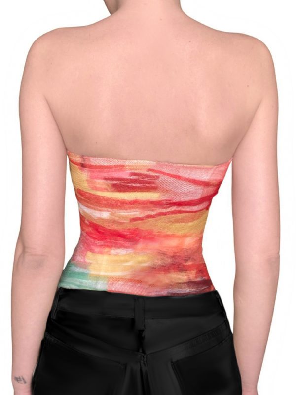 Gradient Color Strapless Backless Holiday Top for Women - Waist-Cinching Mesh Camisole, Perfect for Summer and 90s Style