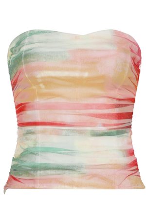 Gradient Color Strapless Backless Holiday Top for Women - Waist-Cinching Mesh Camisole, Perfect for Summer and 90s Style